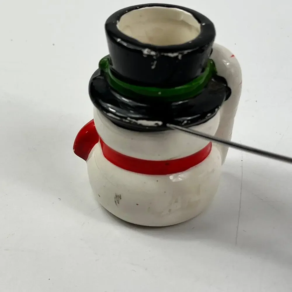 Vintage Snowman Figurine Lot Japan Ceramic Resin Pick Top Ornaments Holiday 5 Pc